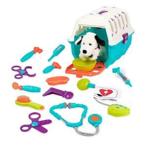 Battat Vet Kit Plush Dalmatian puppy dog pet carrier accessories set lot new